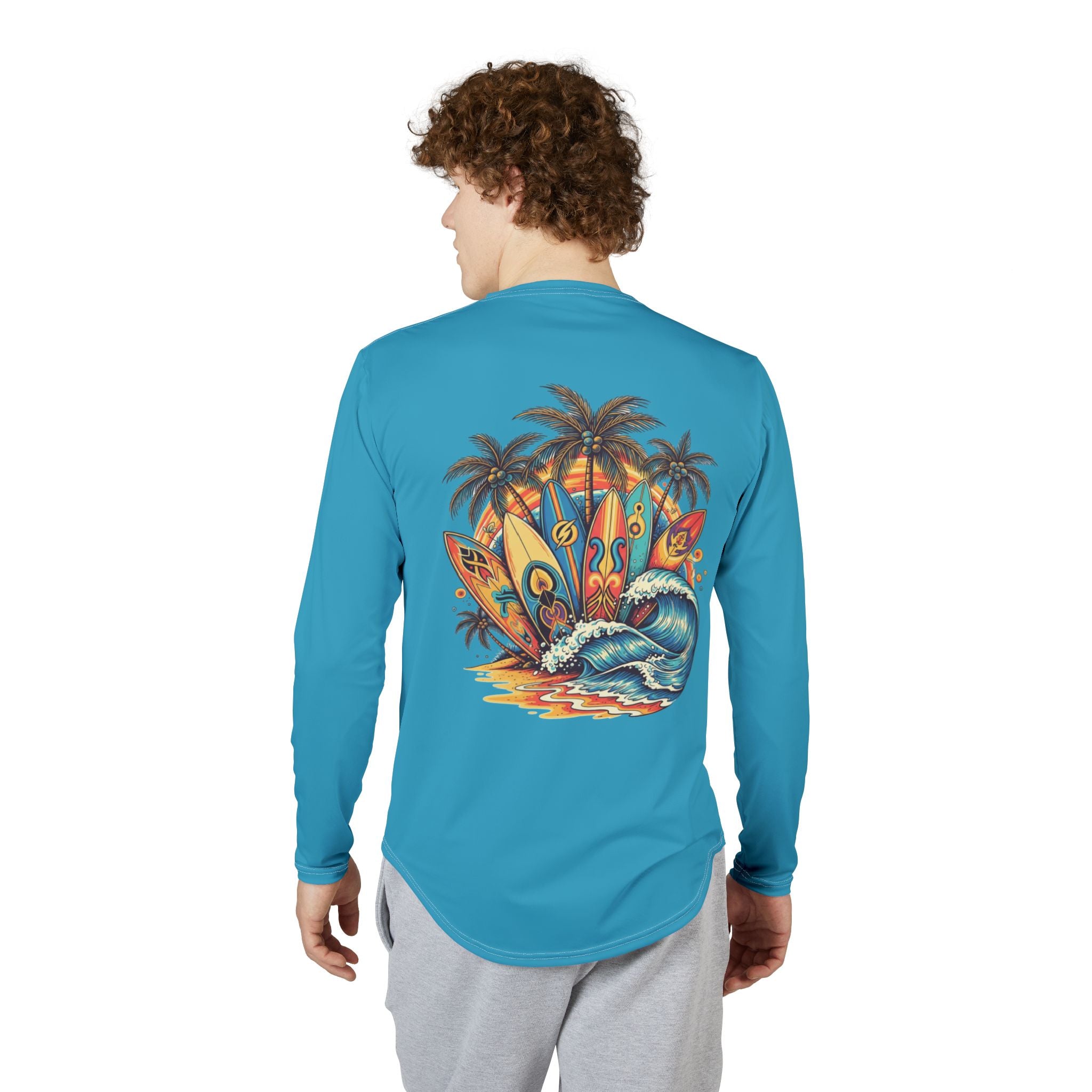 Retro Surf Protection Shirt | UPF 50+ Long Sleeve | 70s Vintage Beach Tee | Veridian Surf Co. Rash Guard | Quick Dry UV Shirt