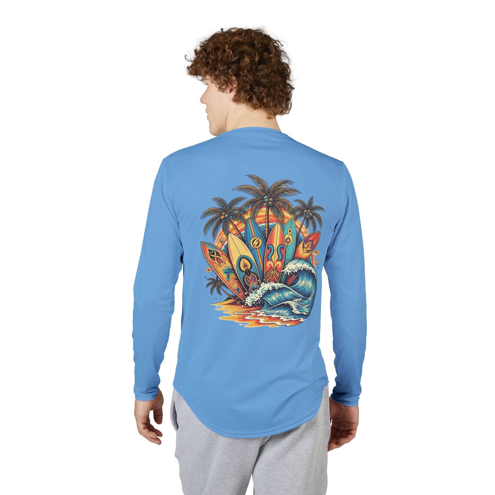 Men's UV Protection Shirt, Sun Surf Long Sleeve, Veridian Surf Co Beach Top, Sunscreen Tee, Rash Guard