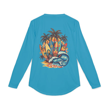 Retro Surf Protection Shirt | UPF 50+ Long Sleeve | 70s Vintage Beach Tee | Veridian Surf Co. Rash Guard | Quick Dry UV Shirt