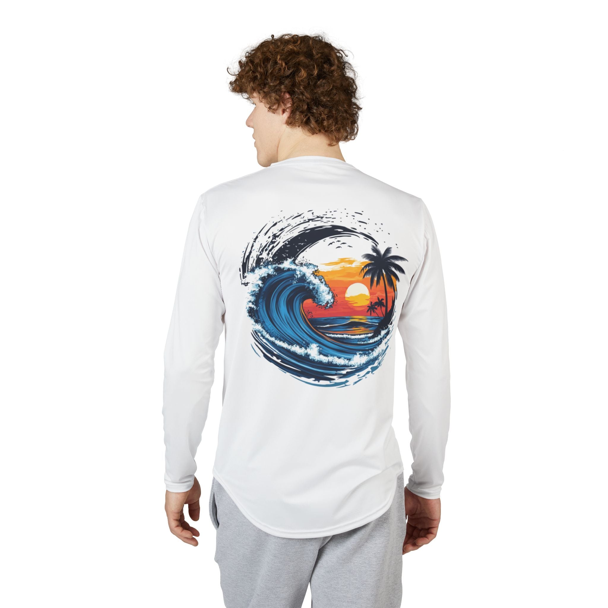 Men's UV Protection Shirt, Barrel Wave Surfing Sun Protection Tee, Veridian Surf Shop, Long Sleeve Rash Guard for Men, Beachwear Clothing